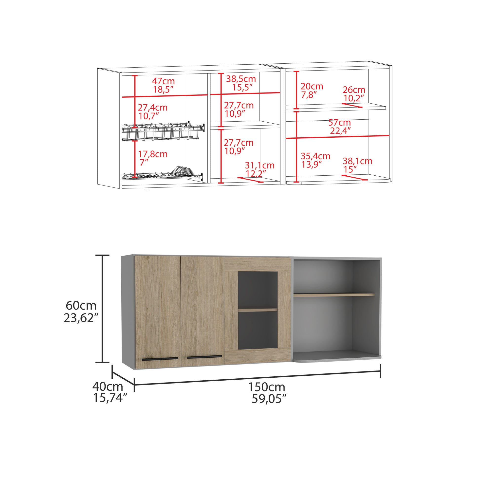 Wall Cabinet Retrit, Kitchen, Light Pine Beige Particle Board Particle Board