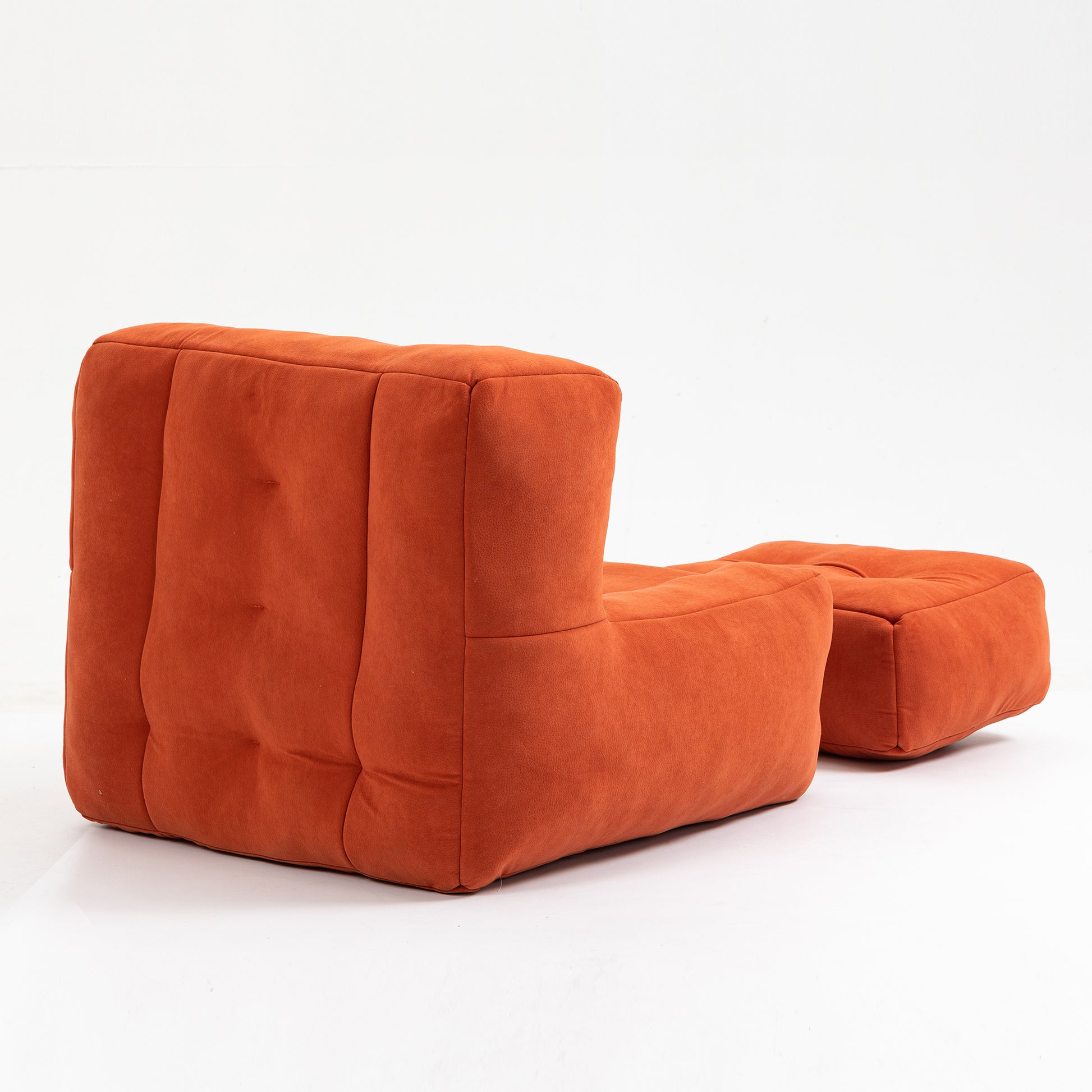 Fluffy Bean Bag Chair, Comfortable Bean Bag For Adults And Children, Super Soft Lazy Sofa Chair With Memory Foam And Ottoman, Indoor Modern Focus Bean Bag Chair For Living Room, Bedroom, Apartment Red Velvet
