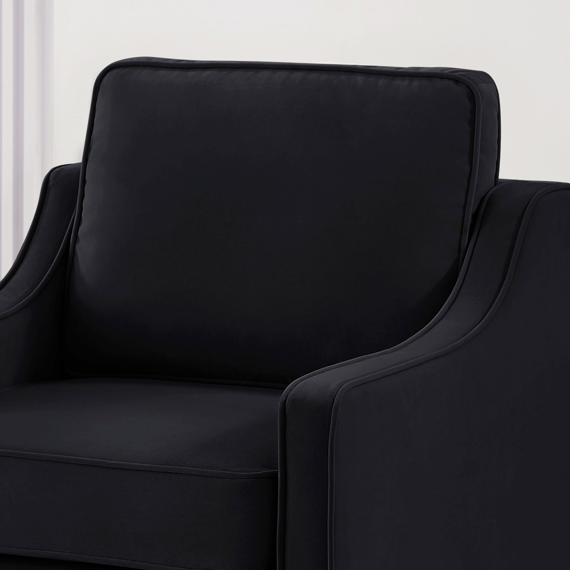 Modern 3 Person Seat Sofa Couch With Scooped Armrest Wood Legs,Upholstered Velvet 3 Seat Sofa With Removable Cushions For Livingroom Bedroom,Black Black Espresso Velvet Wood Primary Living Space Medium Soft Cushion Back American Design Rubberwood Square