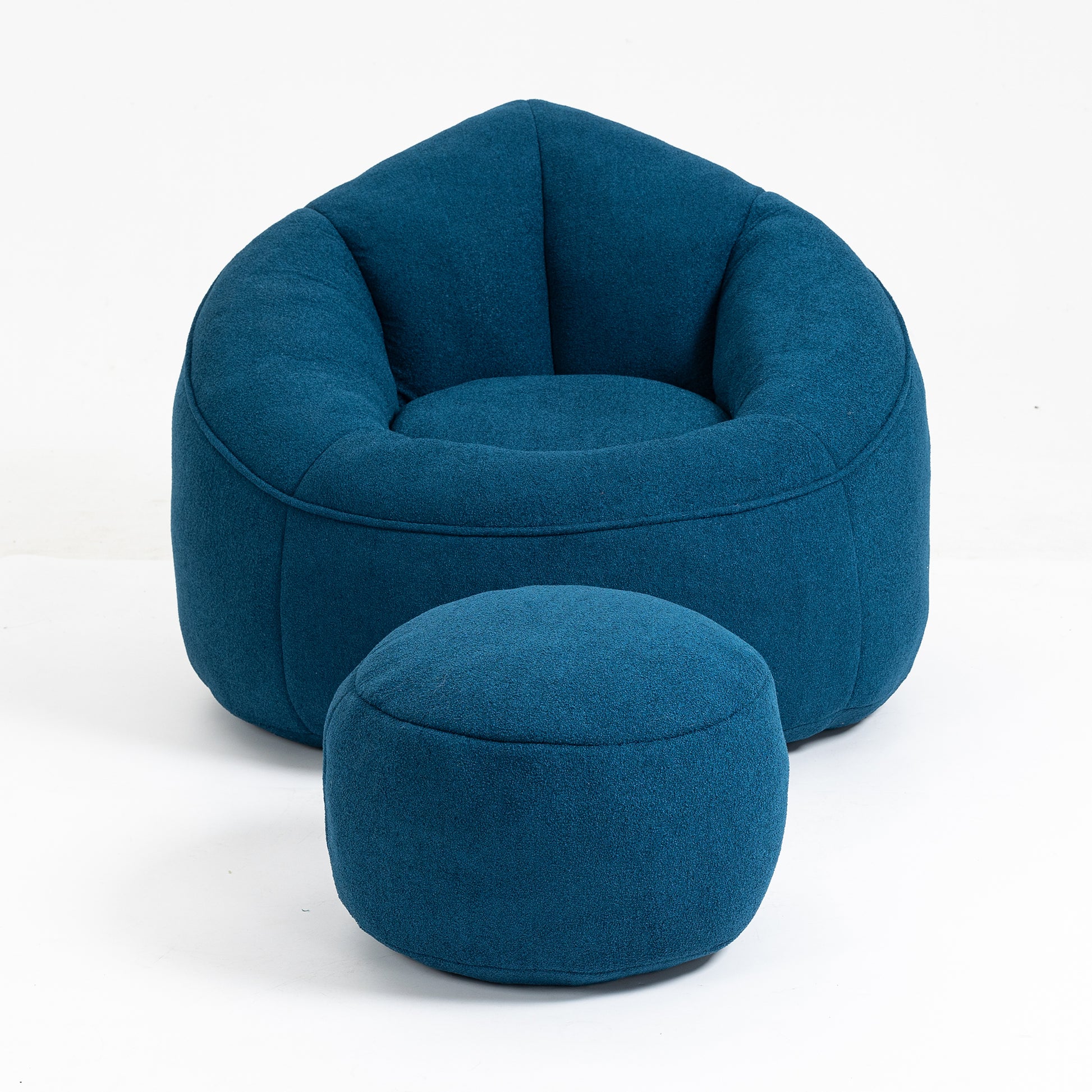 Bedding Bean Bag Sofa Chair High Pressure Foam Bean Bag Chair Adult Material With Padded Foam Padding Compressed Bean Bag With Footrest Blue Microfiber