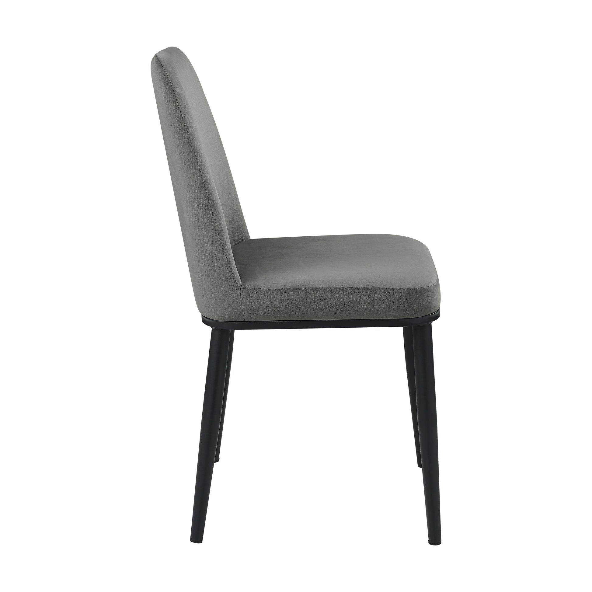Sleek Design Gray Velvet Side Chairs Set Of 2 Modern Dining Furniture Black Metal Legs Gray Dining Room Contemporary,Modern Side Chair Metal