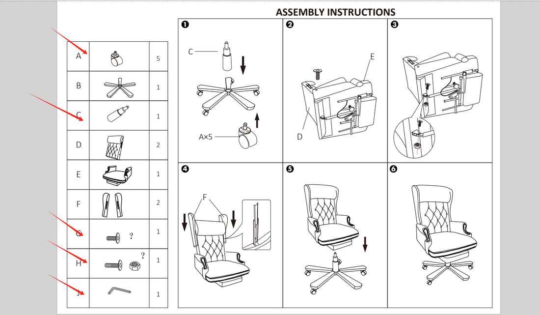 Accessories Of Office Chair Acghj Black Steel