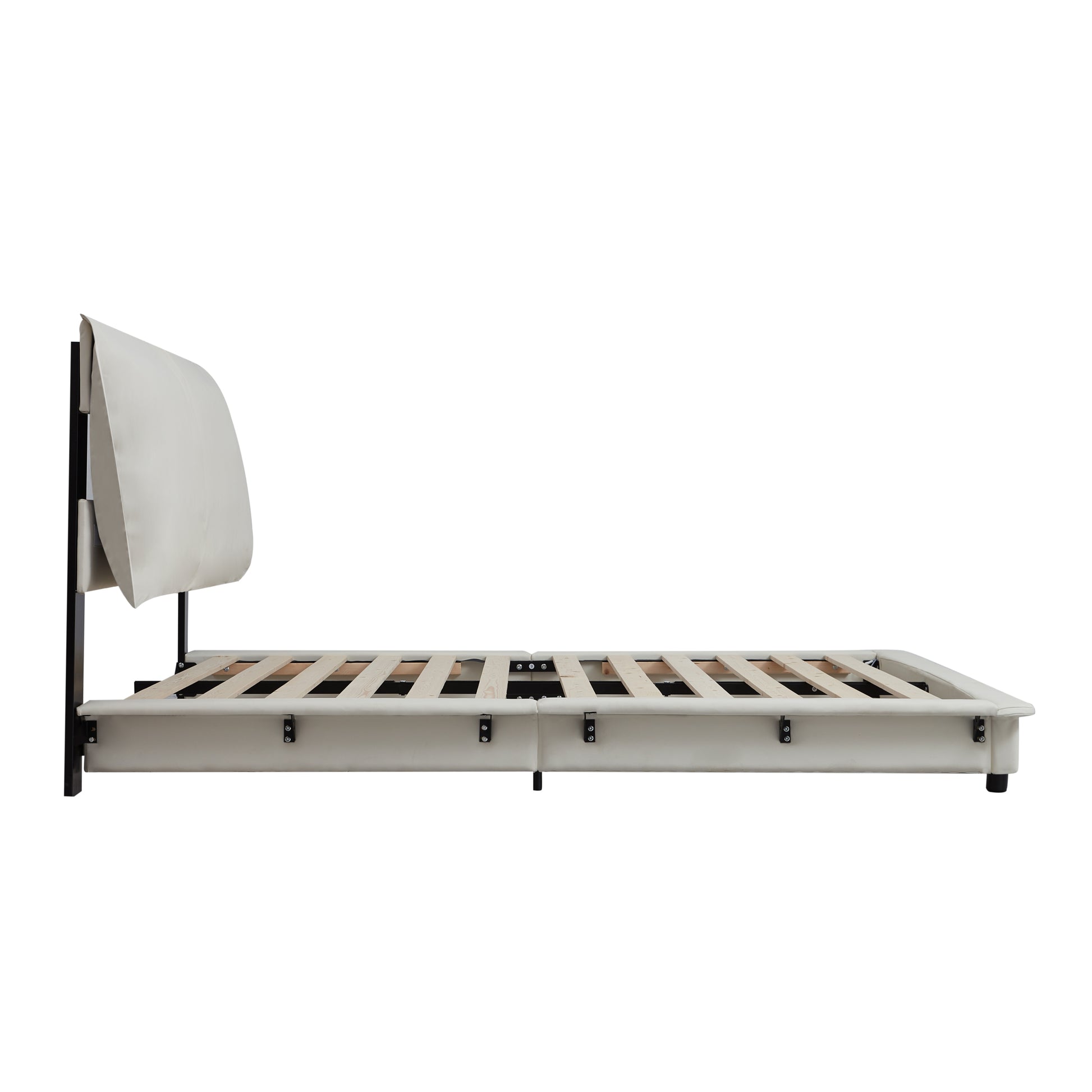 Full Size Upholstered Platform Bed With Sensor Light And Ergonomic Design Backrests, White White Upholstered