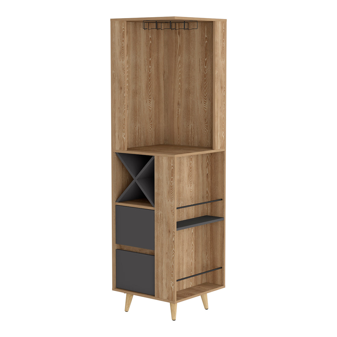 Corner Bar Cabinet Caguas, Living Room, Pine Matt Gray Matte Gray Particle Board Particle Board