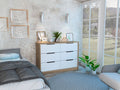 4 Drawer Double Dresser Maryland, Bedroom, Pine White Multicolor Particle Board Particle Board