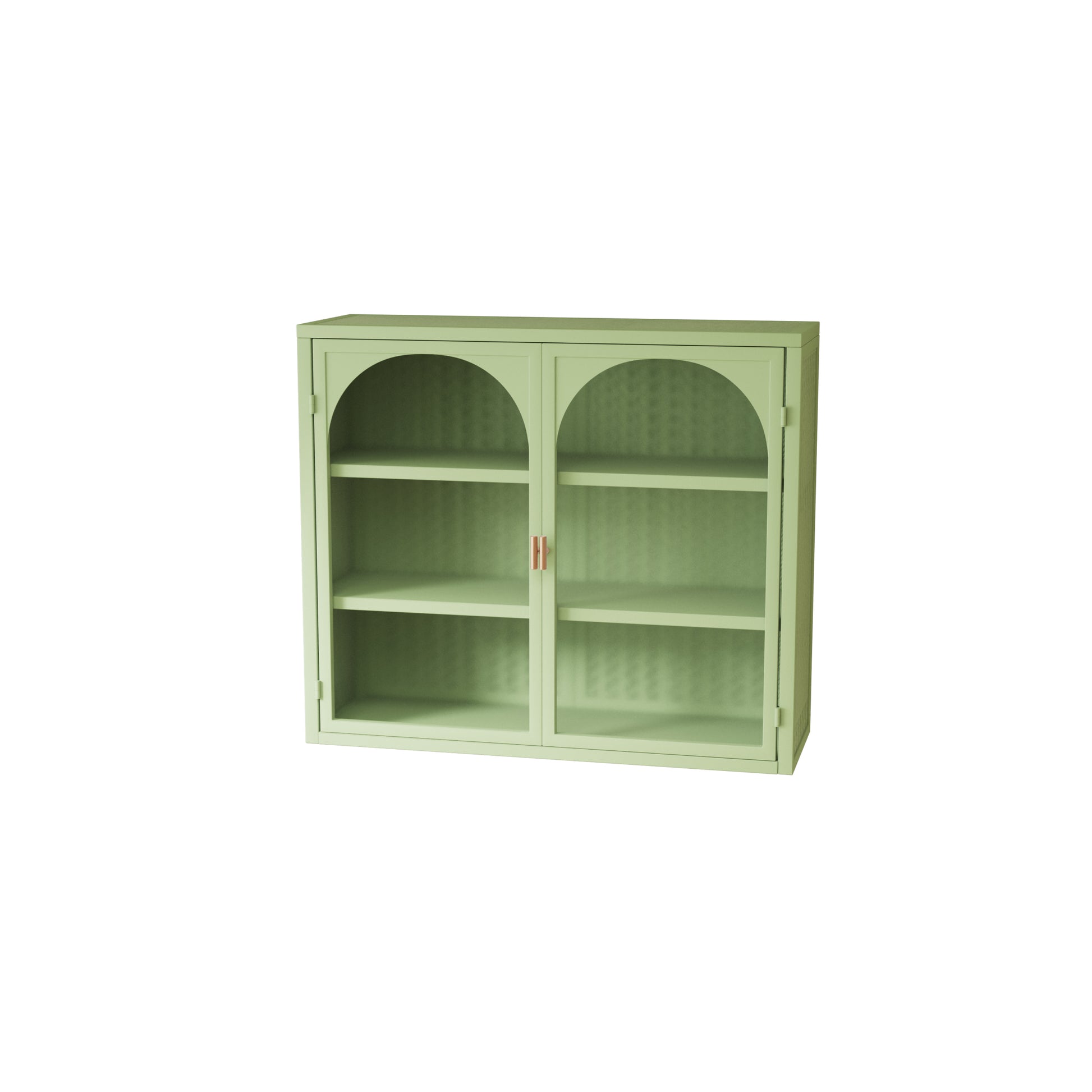 27.56"Glass Doors Modern Two Door Wall Cabinet With Featuring Three Tier Storage For Entryway Living Room Bathroom Dining Room,Wall Cabinet With Characteristic Woven Pattern,Green Green Metal