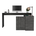 L Shaped Desk Desti, Office, Smokey Oak Gray Particle Board Particle Board