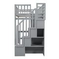 Twin Size Loft Bed With Bookshelf,Drawers,Desk,And Wardrobe Gray Twin Gray Solid Wood Mdf