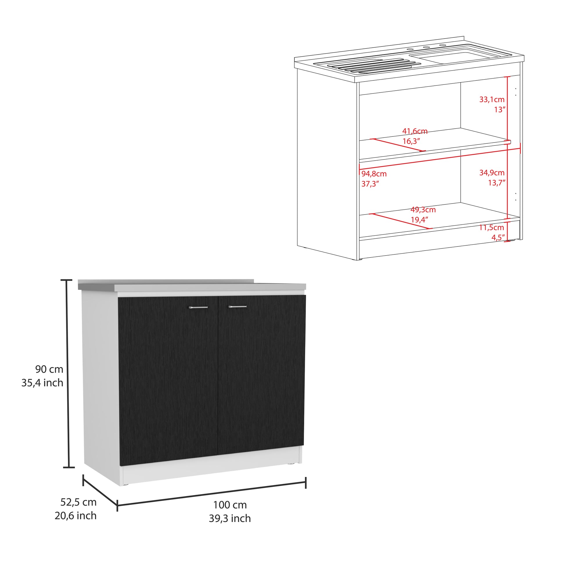 Utility Sink Vernal, Kitchen, White Black Multicolor Particle Board Particle Board