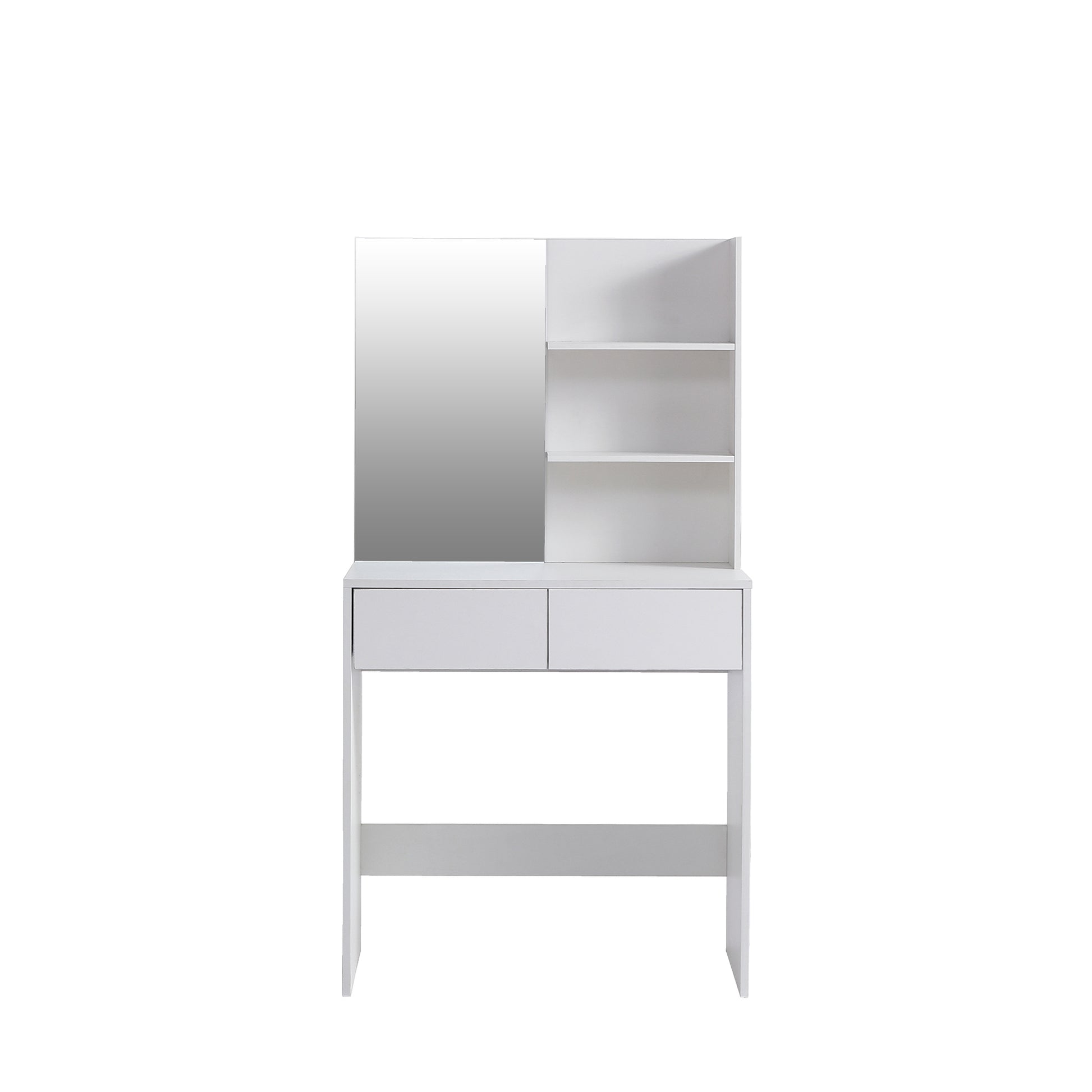 Vanity Desk With Mirror, Dressing Table With 2 Drawers, White Color Antique White Particle Board