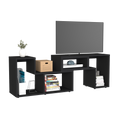 Extendable Tv Stand Houston, Living Room, Black Black 50 59 Inches Particle Board Particle Board