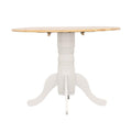 Natural Brown And White Round Dining Table With Drop Leaf Natural Light Brown Folding Dining Room Farmhouse,Rustic Round Kitchen & Dining Tables Wood