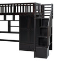 Twin Size Loft Bed With Bookshelf,Drawers,Desk,And Wardrobe Espresso Twin Espresso Solid Wood Mdf