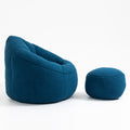Bedding Bean Bag Sofa Chair High Pressure Foam Bean Bag Chair Adult Material With Padded Foam Padding Compressed Bean Bag With Footrest Blue Microfiber