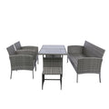 6 Piece Patio Wicker Sectional Set Patio Backyard Conversation Set Grey Wicker Dark Grey Cushion Yes Complete Patio Set Grey Rust Resistant Frame Mildew Resistant Cushion Garden & Outdoor Classic,Modern Multiple Chairs Seating Group Fiber Foam Pads