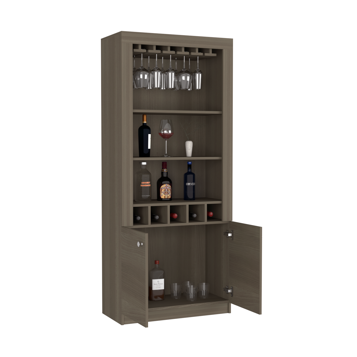 Bar Cabinet Margarita, Living Room, Smokey Oak Gray Particle Board Particle Board