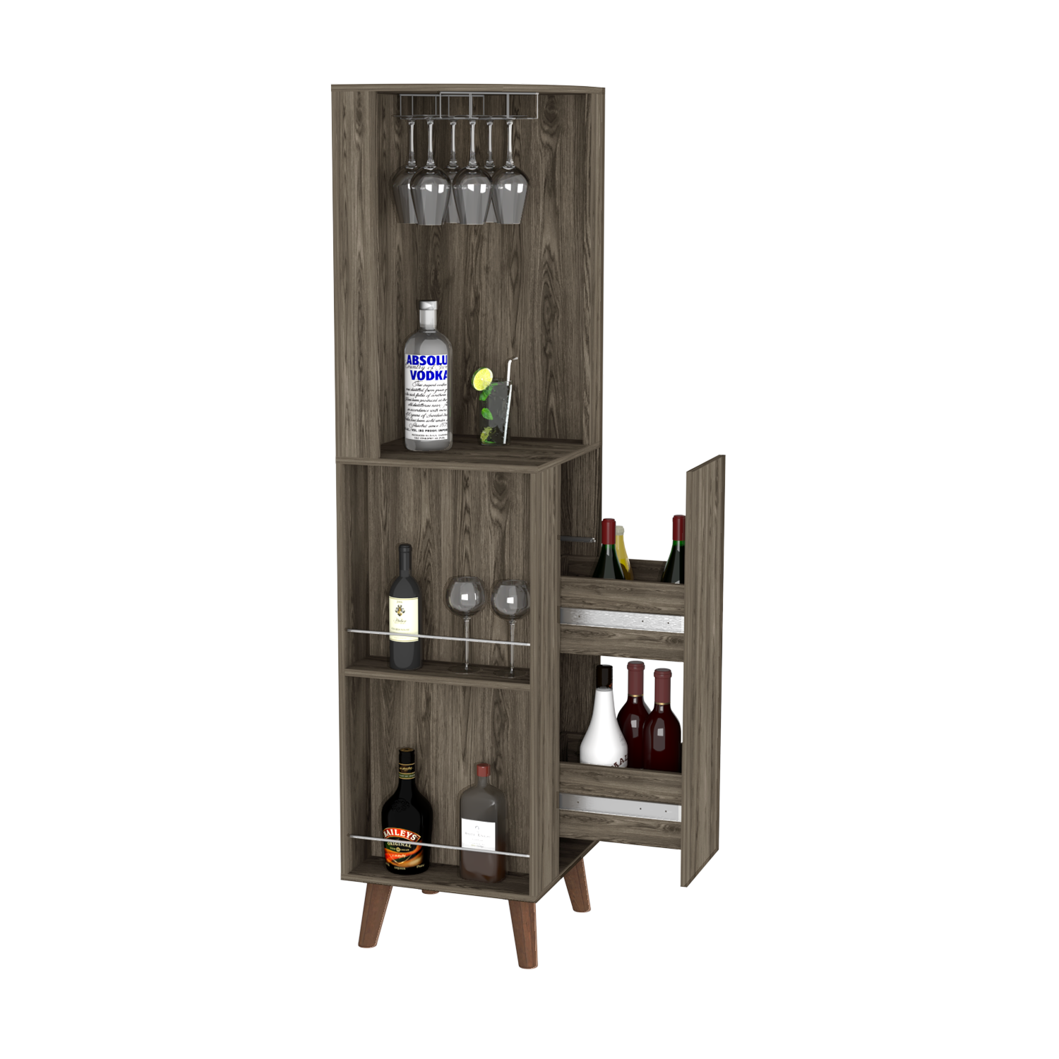 Corner Bar Cabinet Plex, Living Room, Dark Brown Dark Brown Particle Board Particle Board