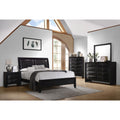 Black Upholstered Queen Panel Bed Box Spring Required Queen Black Wood Bedroom Contemporary,Modern Rubberwood Panel Foam Faux Leather Wood