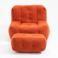 Fluffy Bean Bag Chair, Comfortable Bean Bag For Adults And Children, Super Soft Lazy Sofa Chair With Memory Foam And Ottoman, Indoor Modern Focus Bean Bag Chair For Living Room, Bedroom, Apartment Red Velvet