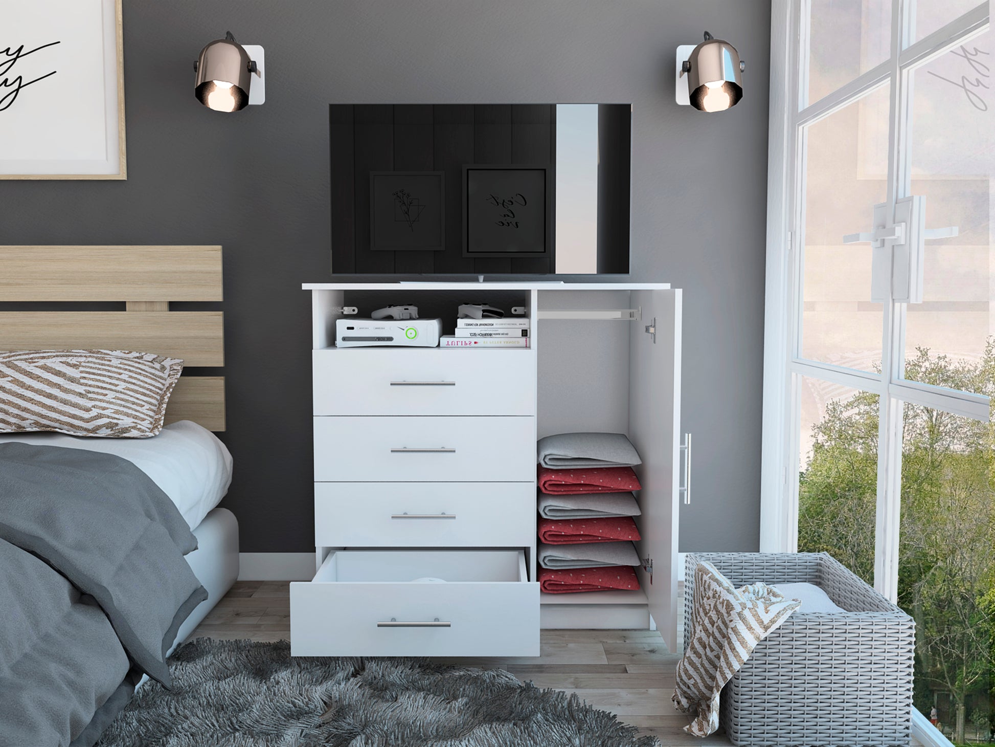 Dresser Beaufort, Bedroom, White White Particle Board Particle Board