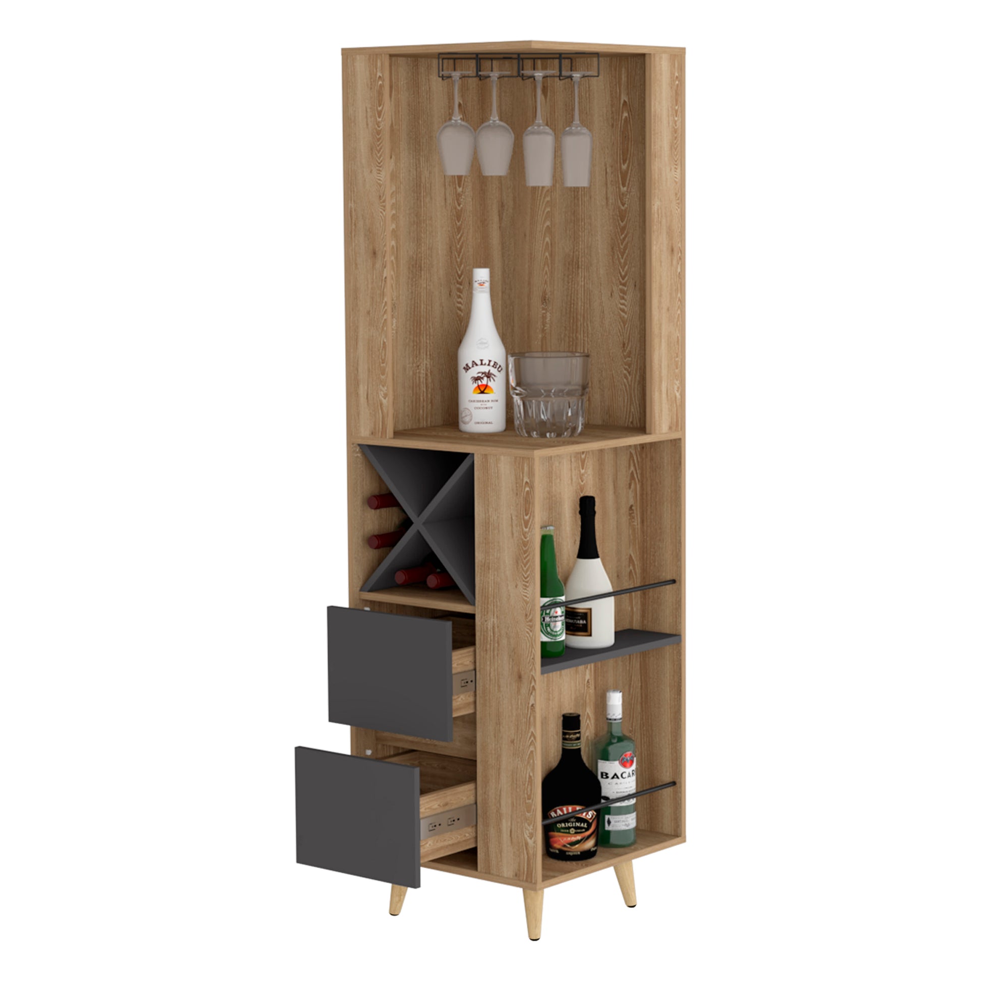 Corner Bar Cabinet Caguas, Living Room, Pine Matt Gray Matte Gray Particle Board Particle Board