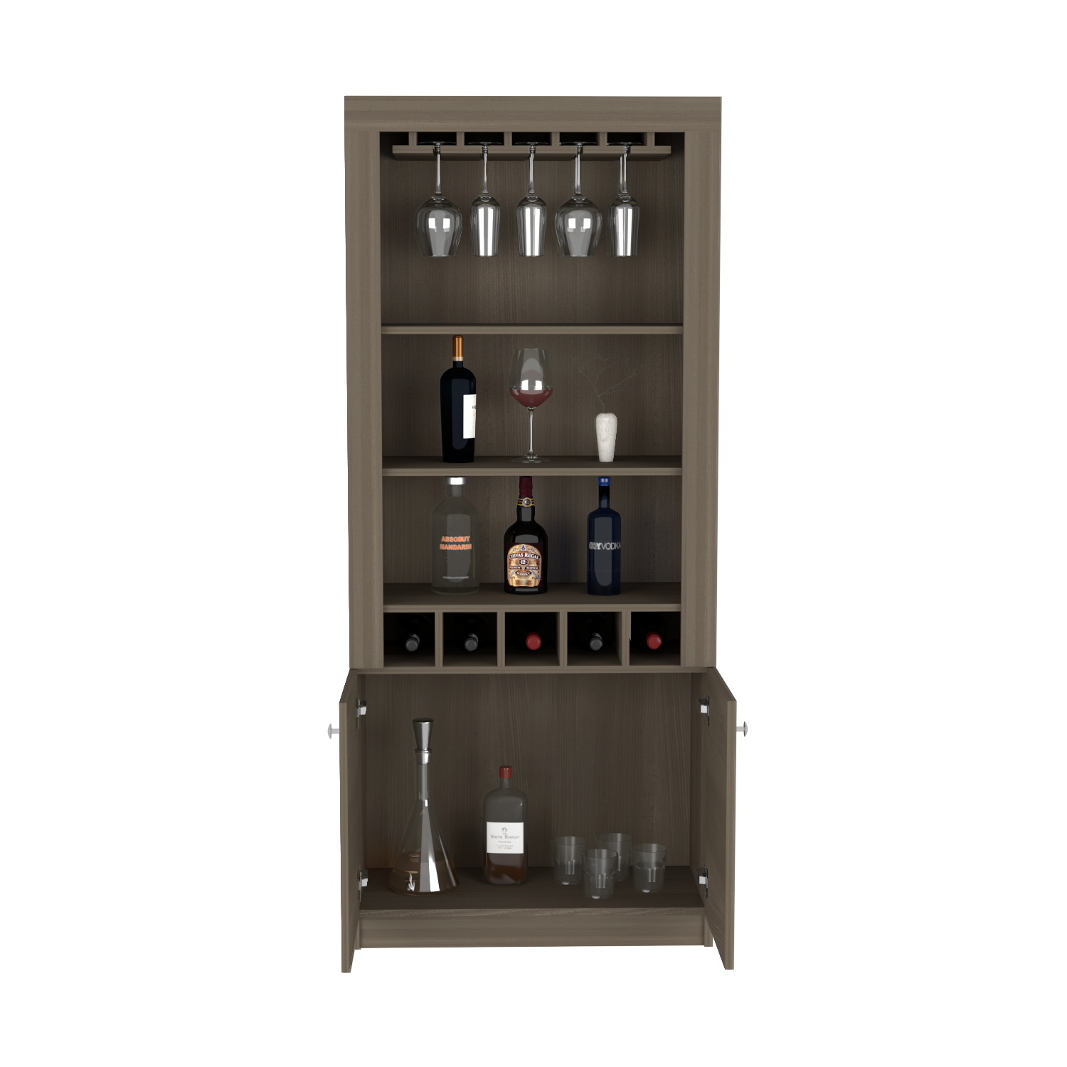 Bar Cabinet Margarita, Living Room, Smokey Oak Gray Particle Board Particle Board