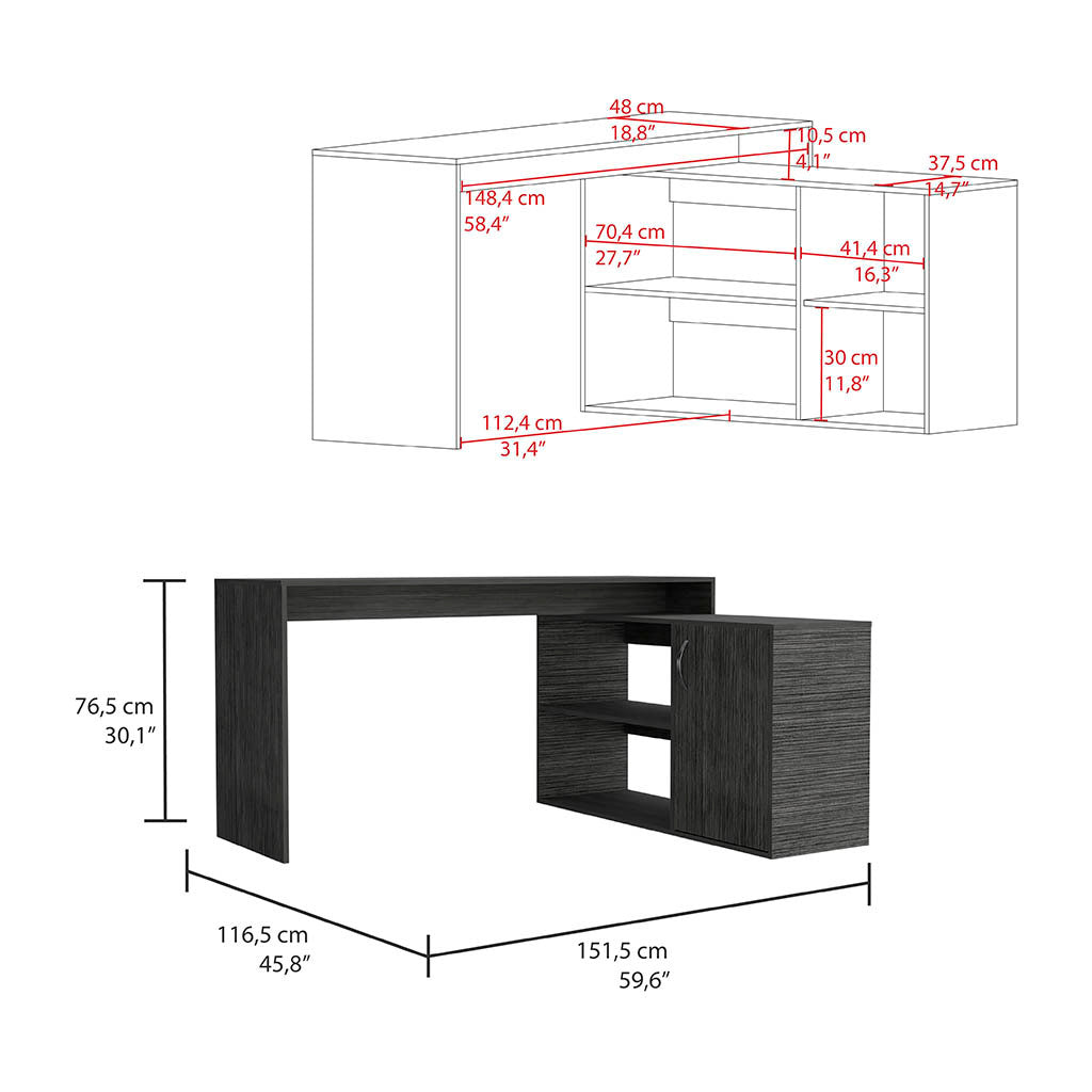 L Shaped Desk Desti, Office, Smokey Oak Gray Particle Board Particle Board