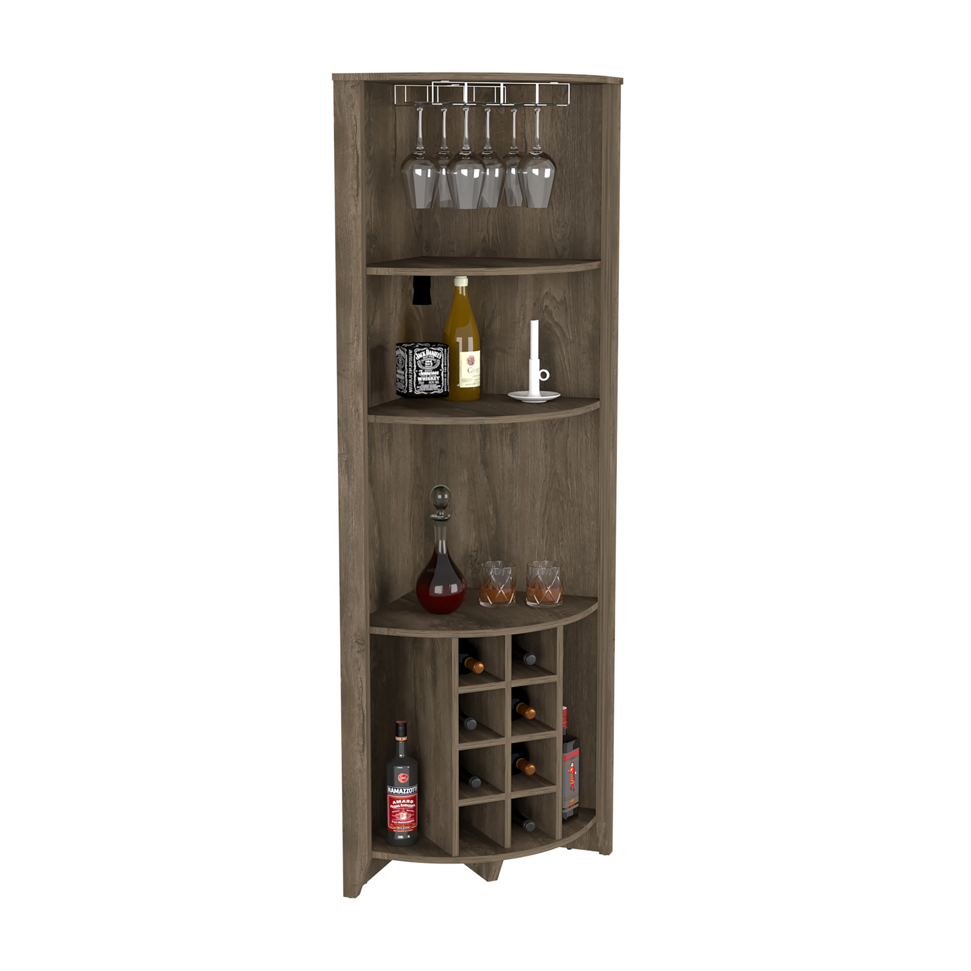 Corner Bar Cabinet Castle, Living Room, Dark Brown Dark Brown Particle Board Particle Board