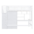 Twin Size Loft Bed With Bookshelf,Drawers,Desk,And Wardrobe White Twin White Solid Wood Mdf