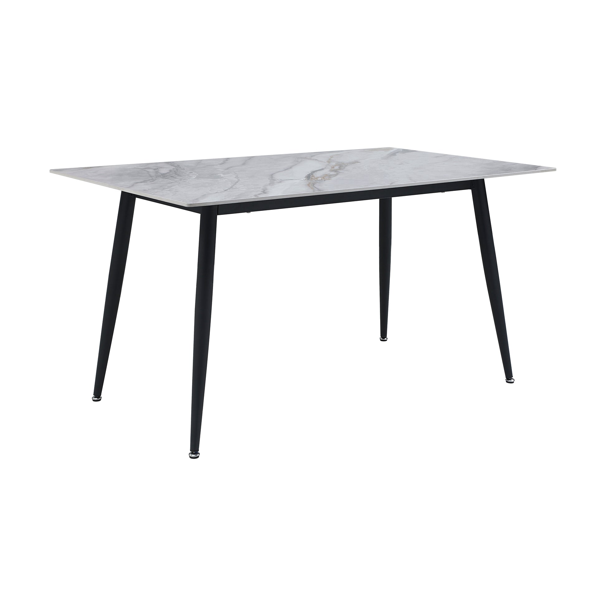 Stylish Sintered Stone Top Dining Table 1Pc Black Metal Legs Modern Dining Furniture Contemporary Look Black White Dining Room Contemporary,Modern Sintered Stone