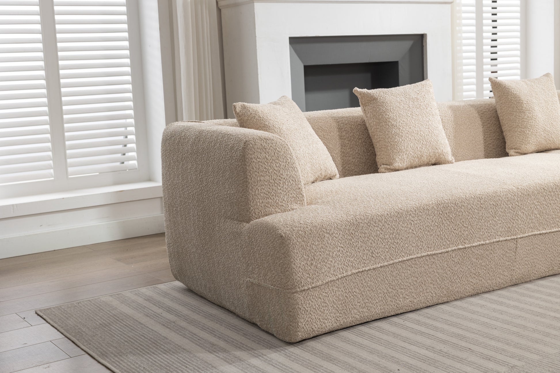 Modular Living Room Sofa Set, Modern Minimalist Style Sofa, Salon Upholstered Sleeper Sofa, 2 Pc Free Combination, Round Fiber Fabric, Anti Wrinkle Fabric, Brown Light Brown Polyester Primary Living Space Medium Soft Tight Back Flared Arms Fiber Foam