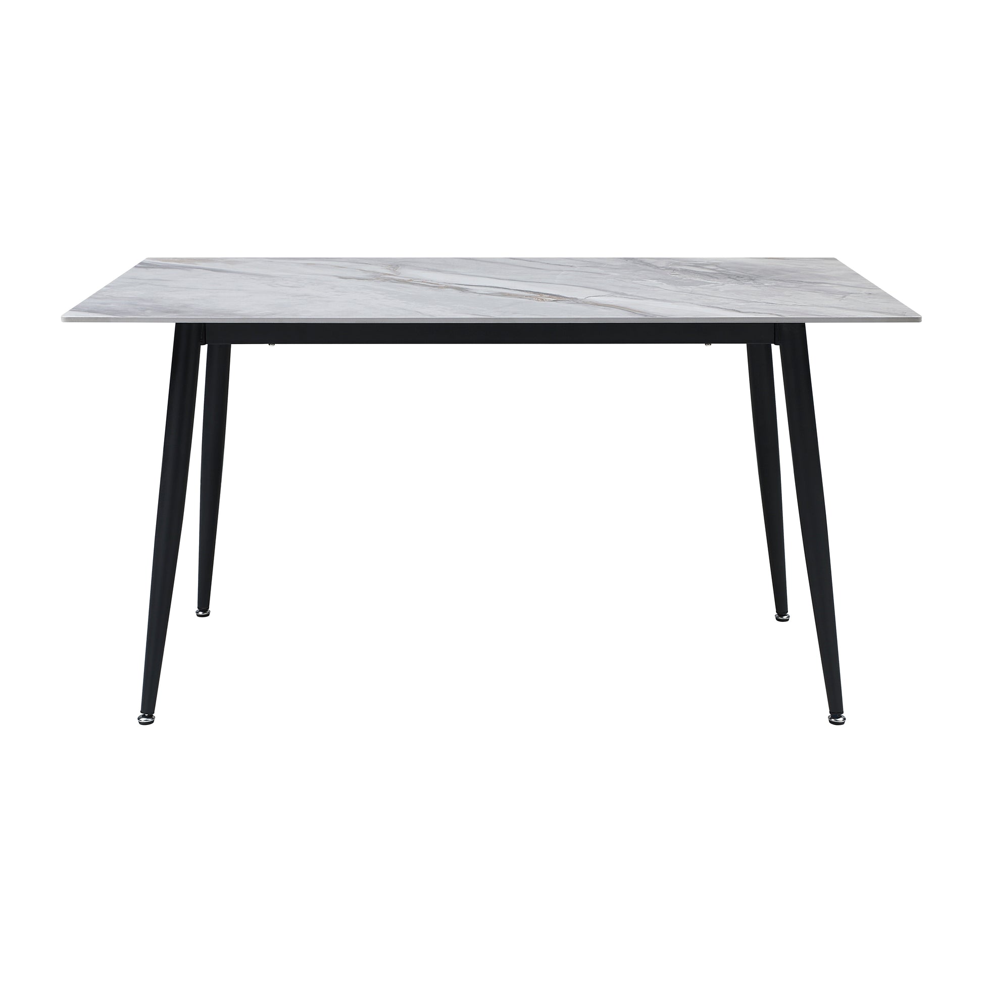 Stylish Sintered Stone Top Dining Table 1Pc Black Metal Legs Modern Dining Furniture Contemporary Look Black White Dining Room Contemporary,Modern Sintered Stone