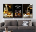 3 Panels Framed Canvas Whiskey Wall Art Decor,3 Pieces Mordern Canvas Painting Decoration Painting For Chrismas Gift, Office,Dining Room,Living Room, Bathroom, Bedroom Decor Ready To Hang Rectangle Framed Multicolor Oversized 41In Canvas Food&Beverage