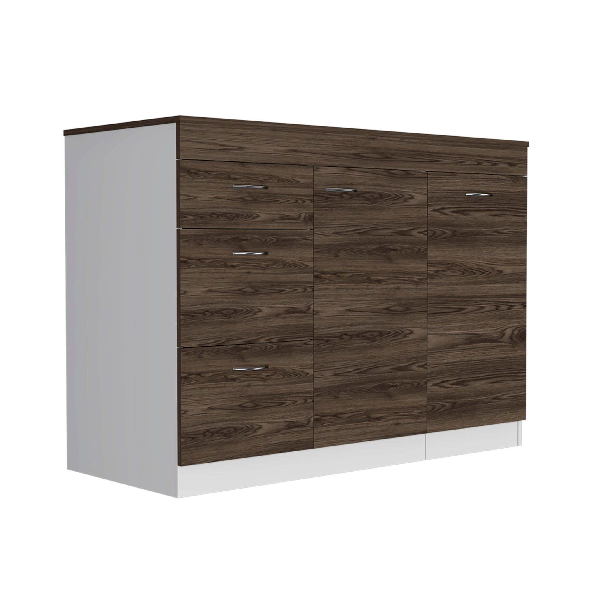 Kitchen Island Metask, Kitchen, White Dark Walnut Multicolor Particle Board Particle Board