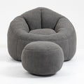 Bedding Bean Bag Sofa Chair High Pressure Foam Bean Bag Chair Adult Material With Padded Foam Padding Compressed Bean Bag With Footrest Grey Microfiber