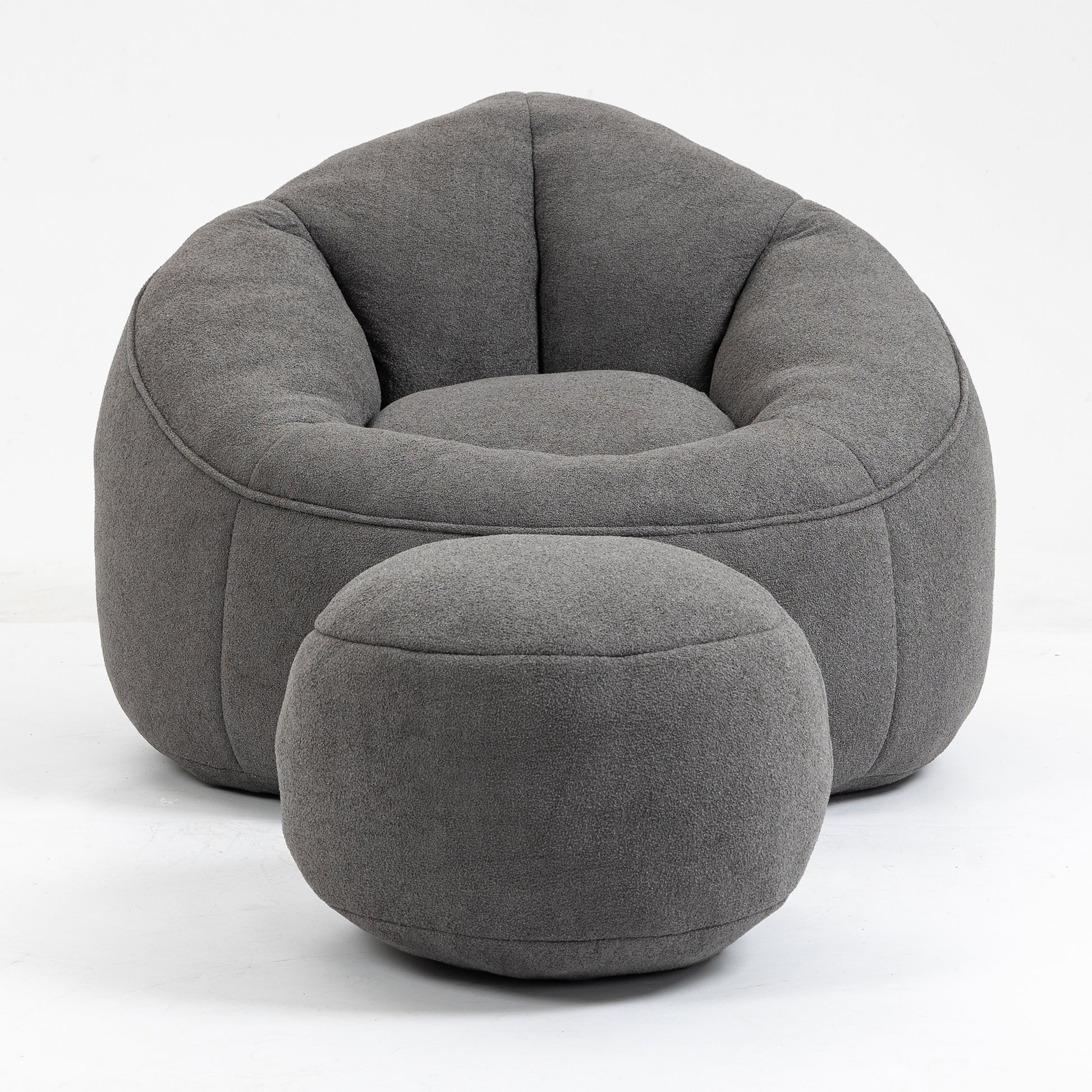 Bedding Bean Bag Sofa Chair High Pressure Foam Bean Bag Chair Adult Material With Padded Foam Padding Compressed Bean Bag With Footrest Grey Microfiber
