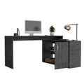 L Shaped Desk Desti, Office, Smokey Oak Gray Particle Board Particle Board