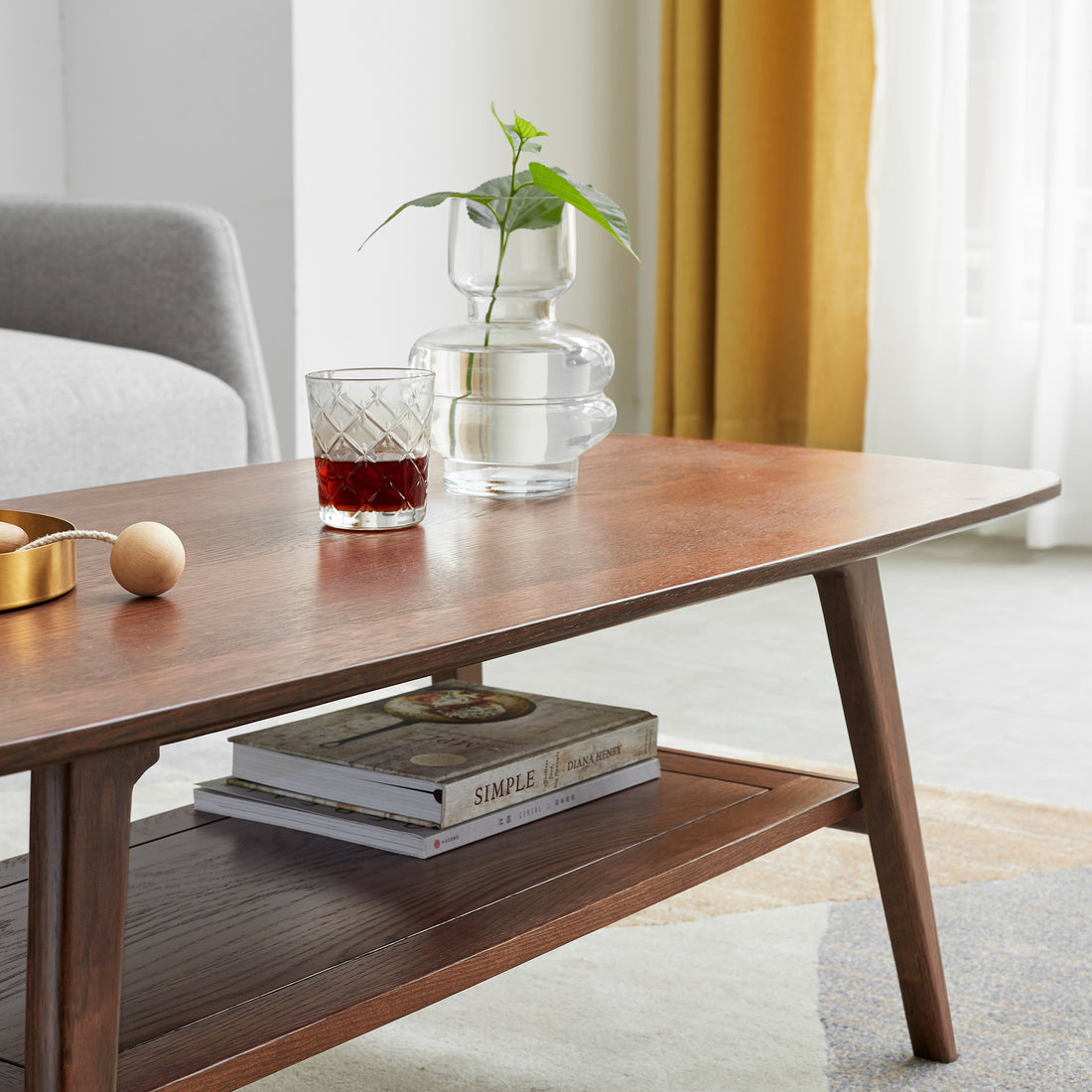 Center Table Low Table 100% Solid Oak Wood Top Plate Desk Coffee Table Width 100 X Depth 50 X Height 44 Cm Study Desk Work From Home Easy To Assemble Walnut Color Wood With Storage Shelf Oak Brown Triangular Primary Living Space Oak Rectangular Shelves