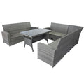 5 Piece Patio Wicker Outdoor Sectional Set 9 Seater Conversation Set With 3 Storage Under Seat Grey Wicker Dark Grey Cushion Yes Complete Patio Set Grey Rust Resistant Frame Mildew Resistant Cushion Garden & Outdoor Modern Complete Patio Sets Fiber Foam