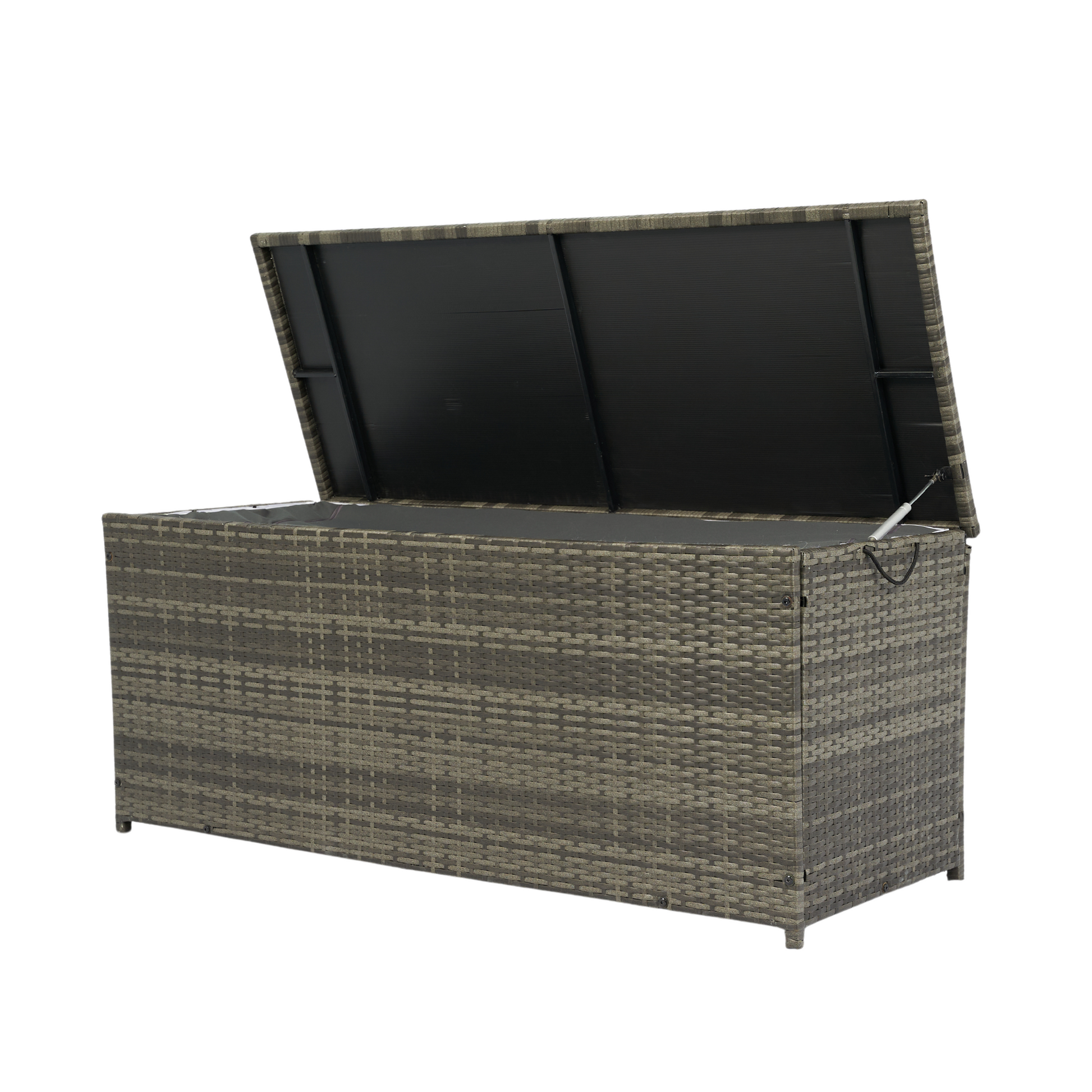 Outdoor Storage Box, 113 Gallon Wicker Patio Deck Boxes With Lid, Outdoor Cushion Storage For Kids Toys, Pillows, Towel Grey Wicker No Grey Rust Resistant Frame Mildew Resistant Cushion Garden & Outdoor Rattan Waterproof Fabric Metal