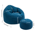 Bedding Bean Bag Sofa Chair High Pressure Foam Bean Bag Chair Adult Material With Padded Foam Padding Compressed Bean Bag With Footrest Blue Microfiber