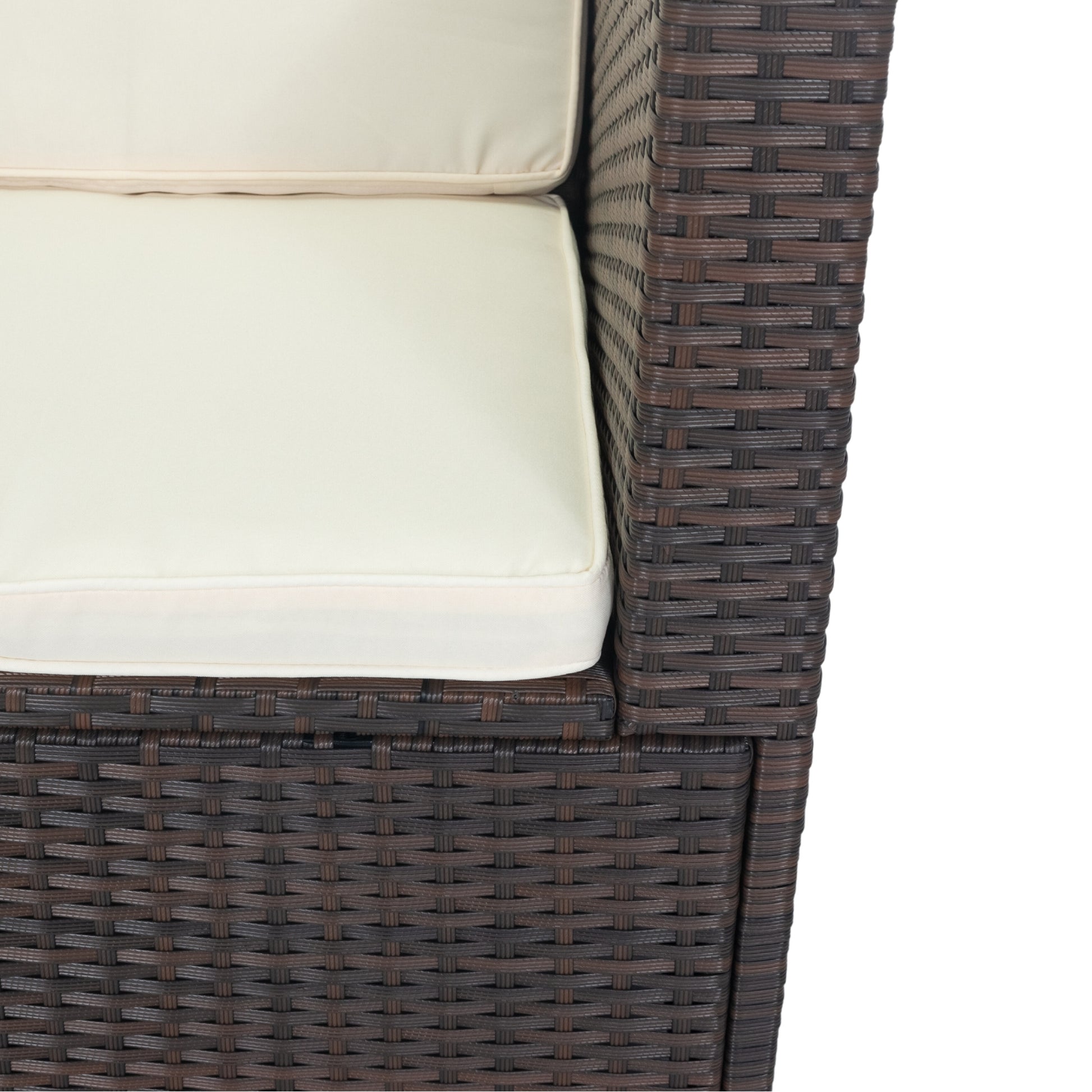 11 Piece Patio Wicker Conversation Set, 10 Seater Patio Sectional Set With 3 Storage Box Under Seat Brown Wicker White Cushion Yes Complete Patio Set Brown Rust Resistant Frame Mildew Resistant Cushion Garden & Outdoor Modern Complete Patio Sets Fiber