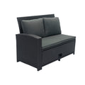 5 Piece Patio Wicker Outdoor Sectional Set 9 Seater Conversation Set With 3 Storage Under Seat Black Wicker Dark Grey Cushion Yes Complete Patio Set Black Rust Resistant Frame Mildew Resistant Cushion Garden & Outdoor Modern Complete Patio Sets Fiber