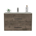 Wall Mounted Bathroom Vanity Alma, Bathroom, Dark Brown White Dark Brown Particle Board Particle Board