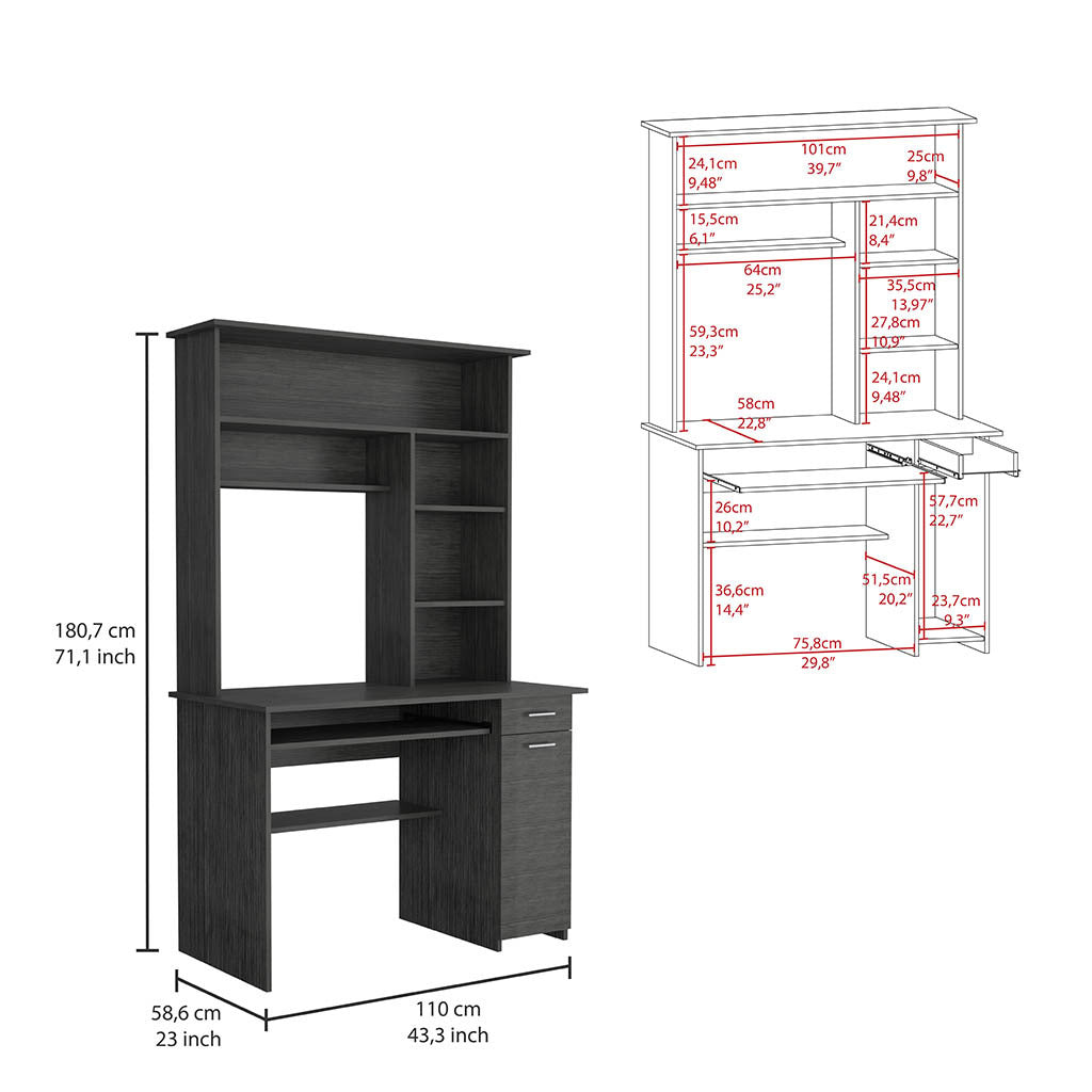 Computer Desk Acequia, Office, Smokey Oak Gray Particle Board Particle Board