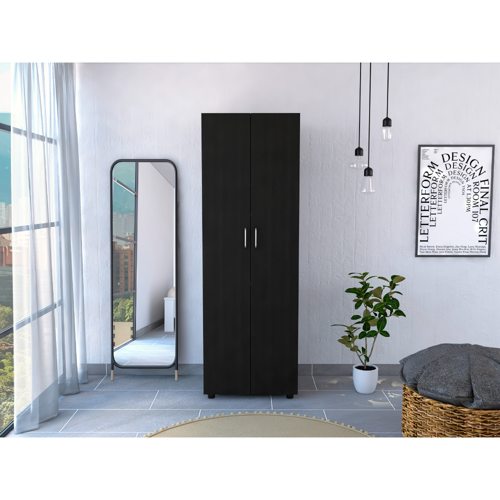 Slim Armoire Barkley, Bedroom, Black Black Particle Board Particle Board