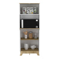 Microwave Tall Cabinet Wallas, Kitchen, Light Oak White Light Oak Particle Board Particle Board