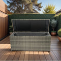 Outdoor Storage Box, 113 Gallon Wicker Patio Deck Boxes With Lid, Outdoor Cushion Storage For Kids Toys, Pillows, Towel Grey Wicker No Grey Rust Resistant Frame Mildew Resistant Cushion Garden & Outdoor Rattan Waterproof Fabric Metal