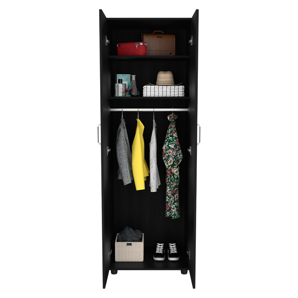 Slim Armoire Barkley, Bedroom, Black Black Particle Board Particle Board