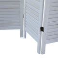 Sycamore Wood 4 Panel Screen Folding Louvered Room Divider Old White White Wood